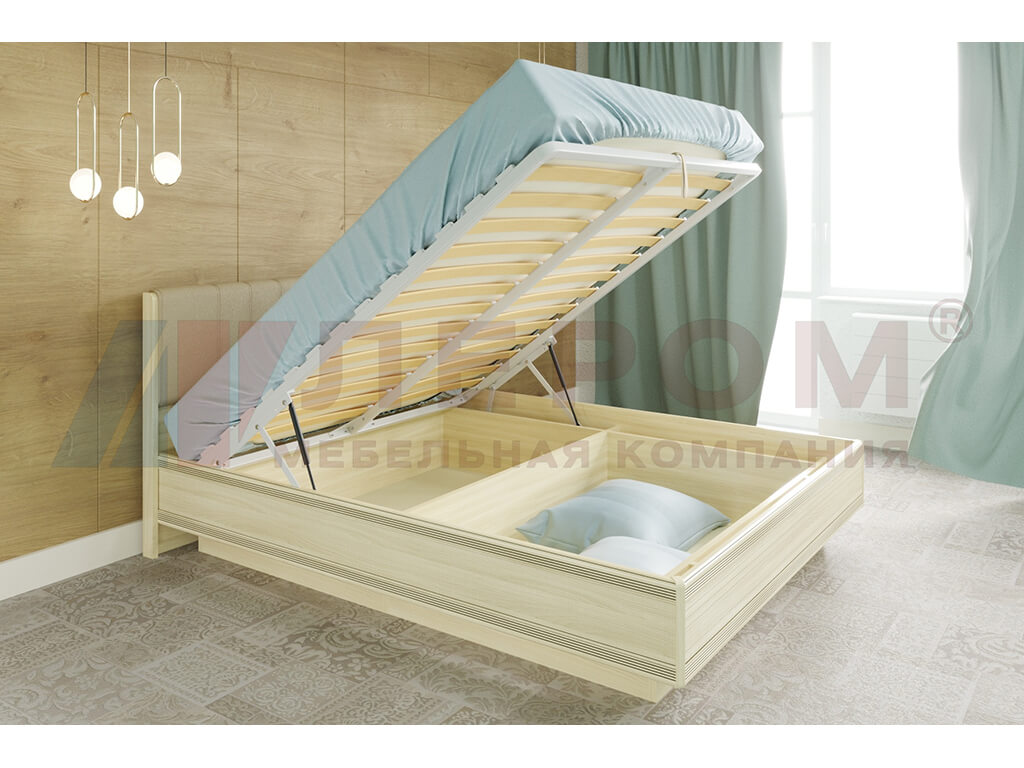 Кровать с мягким изголовьем КР-1013 1600х2000 Снежный Ясень