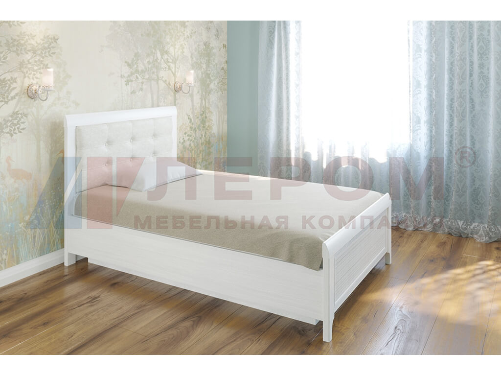 Кровать с мягким изголовьем КР-1031 1200х2000 Снежный Ясень