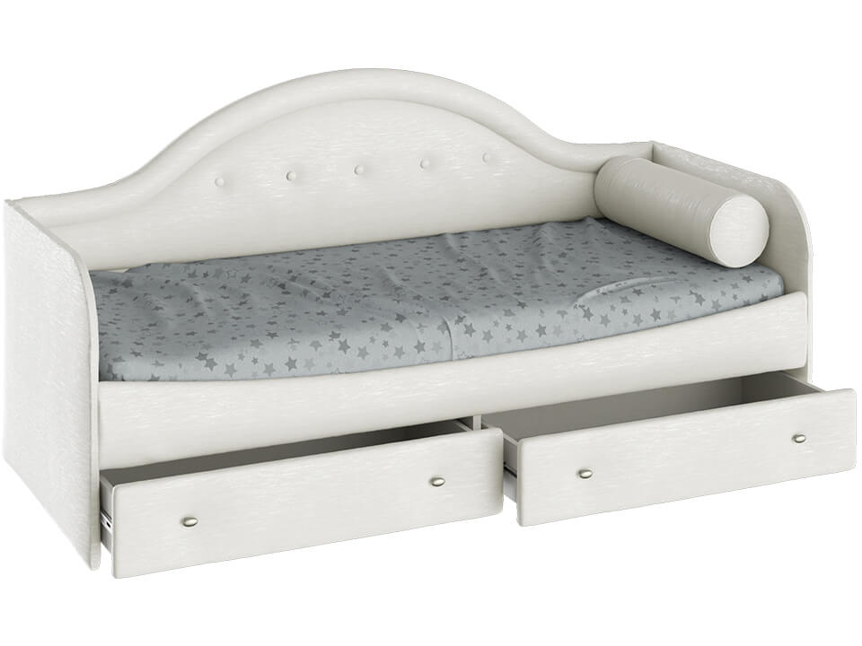 Кровать с мягкой спинкой Адель тип 1 с 1 подушкой-валиком Крем