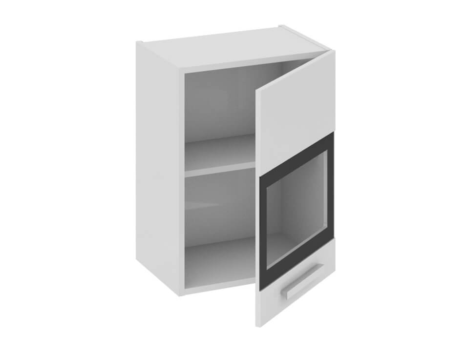 Шкаф навесной со стеклом правый В_60-45_1ДРс(Б) Фэнтези Белый универс