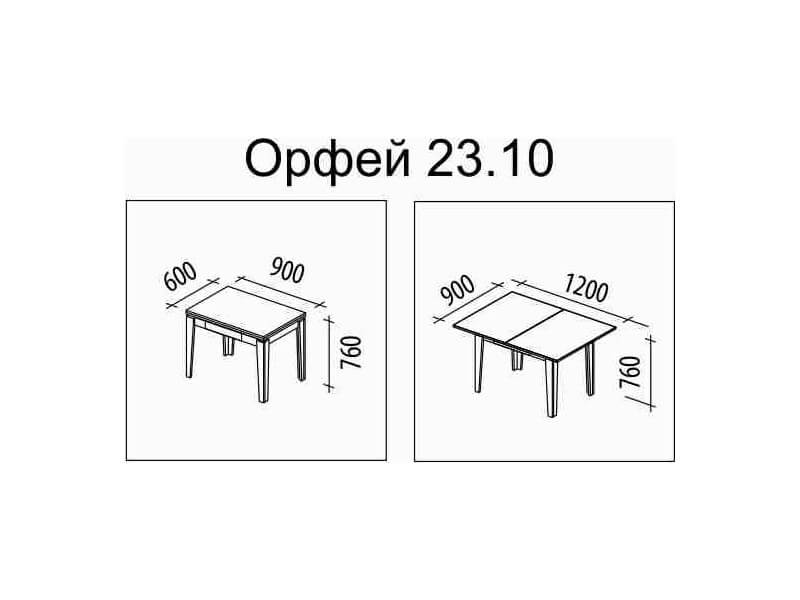Стол обеденный Орфей-23.10 Дуб Кобург - Венге 900(1200)х600(900)х760