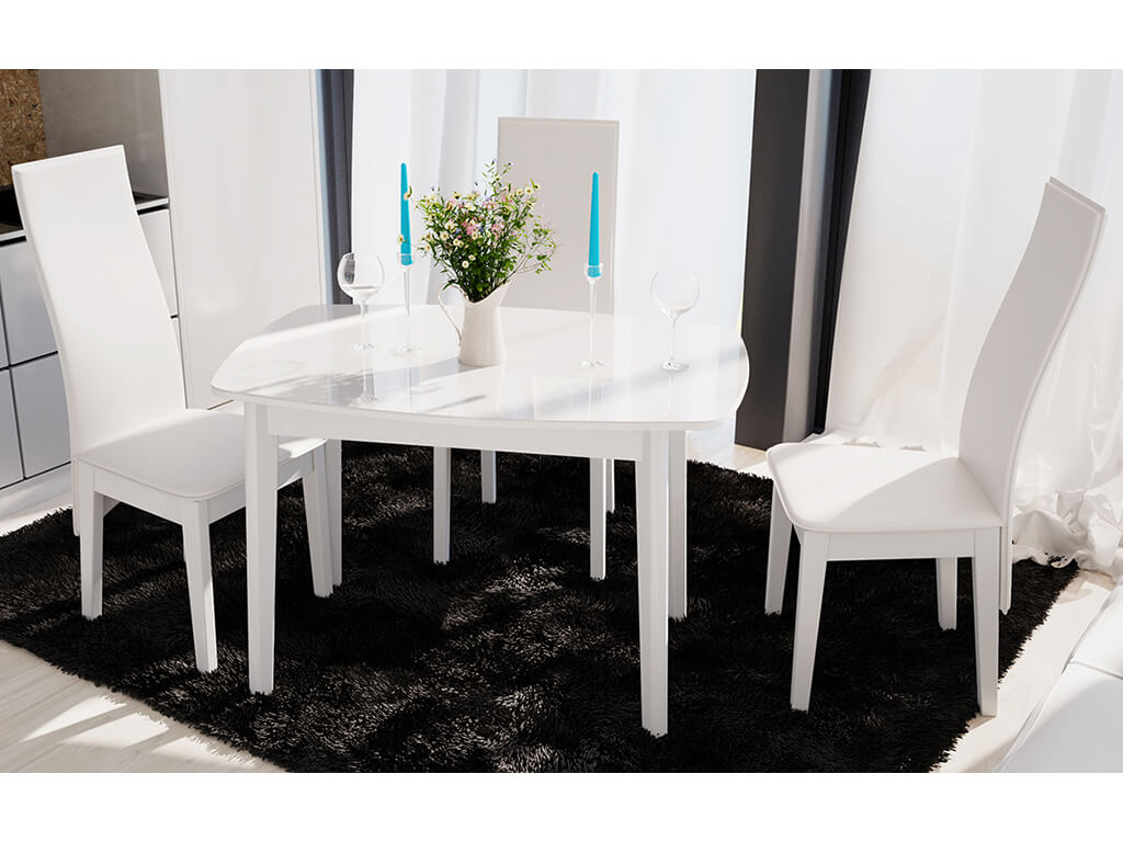 Стол обеденный Портофино СМ(ТД)-105.01.11(2) Белый глянец, стекло
