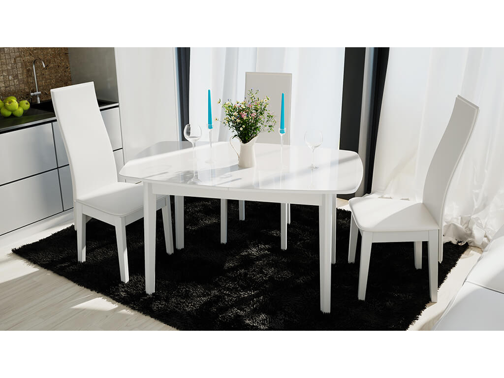 Стол обеденный Портофино СМ(ТД)-105.02.11(3) Белый глянец, стекло