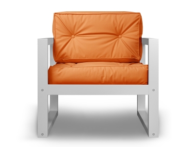Кресло Астер экокожа оранжевый каркас эмаль белая