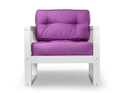 Кресло Астер рогожка фиолетовый каркас эмаль белая