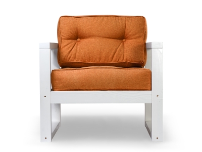 Кресло Астер рогожка оранжевый каркас эмаль белая