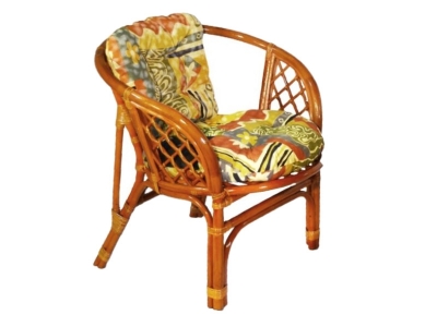 Кресло Багама коньяк с цветной подушкой