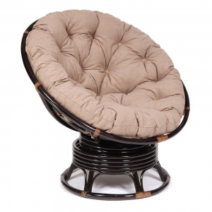Кресло - качалка PAPASAN w 23 - 01 B - с подушкой - Antique brown (античный черно - коричневый)