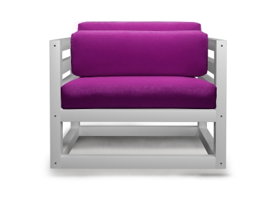 Кресло Магнус фиолетовый каркас белая эмаль