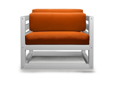 Кресло Магнус оранжевый каркас белая эмаль