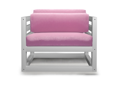Кресло Магнус розовый каркас белая эмаль