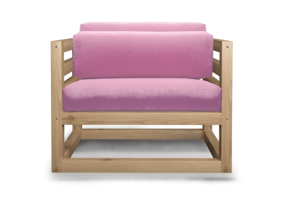 Кресло Магнус розовый каркас сосна