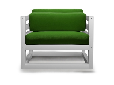 Кресло Магнус зеленый каркас белая эмаль