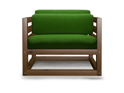 Кресло Магнус зеленый каркас орех