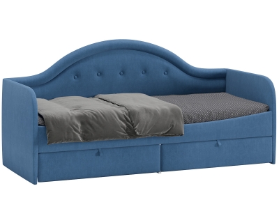 Кровать Адель с мягкой спинкой тип 1 Синий