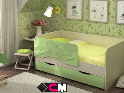 Кровать Алиса зеленый металлик