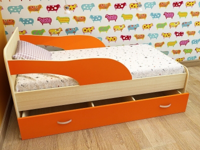 Кровать детская Максимка дуб-оранж