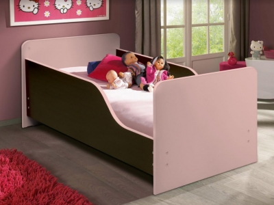 Кровать детская с бортом Малышка 2 Венге-Светло-розовый