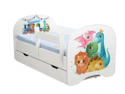 Кровать детская с фотопечатью с 1 ящиком Динозаврики