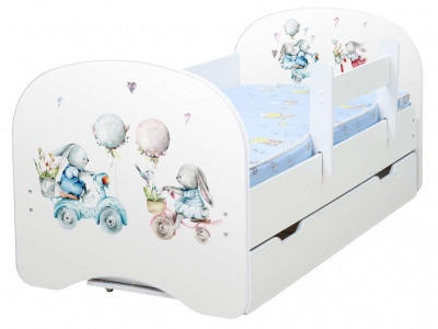 Кровать детская с фотопечатью с 1 ящиком Милые зайки
