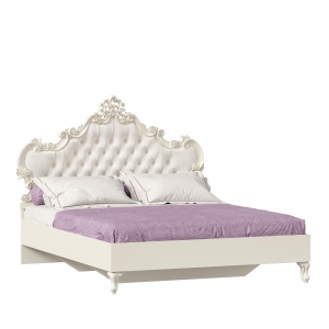 Кровать двуспальная 1600 с мягким изголовьем Маркиза Алебастр-Шампань