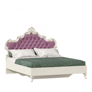 Кровать двуспальная 1600 с мягким изголовьем Маркиза Алебастр-Сиреневый