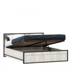 Кровать двуспальная Техно 1600 с подъемным механизмом Дуб Крафт белый-Серый шифер