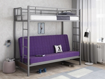 Кровать двухъярусная с диваном Мадлен Серый