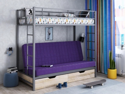 Кровать двухъярусная с диваном Мадлен ЯЯ серый