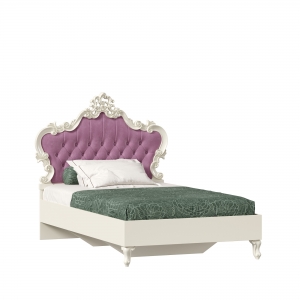 Кровать полутороспальная 1200 с мягким изголовьем Маркиза Алебастр-Сиреневый