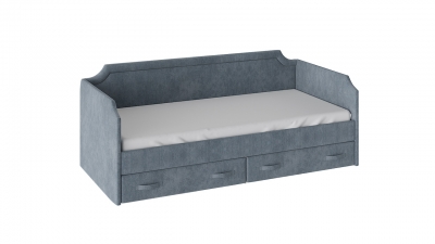 Кровать с мягкой обивкой и ящиками Кантри Тип 1 900 Замша синяя