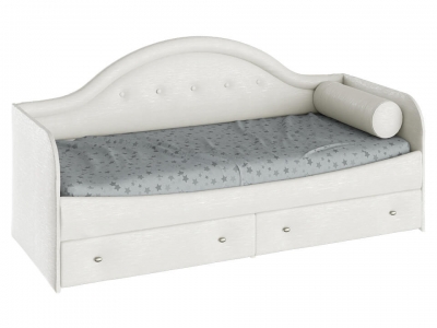 Кровать с мягкой спинкой Адель тип 1 с 1 подушкой-валиком Крем