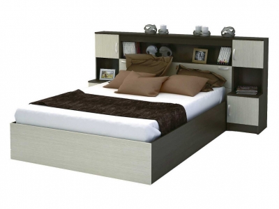 Кровать с прикроватным блоком КР 552 Бася венге-дуб 160х200