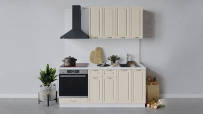 Кухонный гарнитур Бьянка 180 см со шкафом НБ Белый-Дуб ваниль