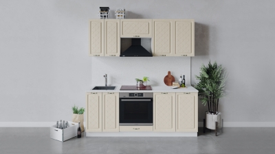 Кухонный гарнитур Бьянка 200 см со шкафом НБ Белый-Дуб ваниль
