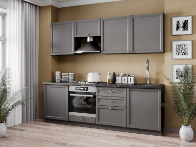 Кухонный гарнитур Джулия 2400 Черный-Оникс серый