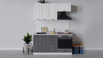 Кухонный гарнитур Лина 160 см со шкафом НБ Белый-Белый-Графит