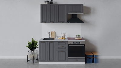 Кухонный гарнитур Лина 160 см со шкафом НБ Белый-Графит
