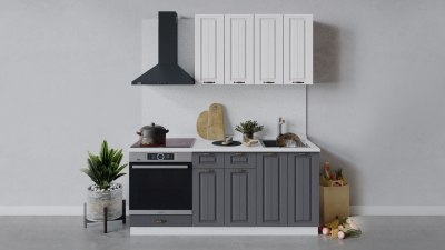Кухонный гарнитур Лина 180 см со шкафом НБ Белый-Белый-Графит