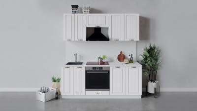 Кухонный гарнитур Лина 200 см со шкафом НБ Белый-Белый