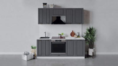 Кухонный гарнитур Лина 200 см со шкафом НБ Белый-Графит