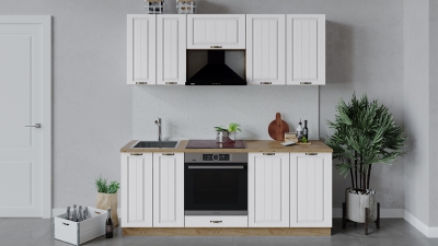 Кухонный гарнитур Лина 200 см со шкафом НБ Дуб Крафт Золотой-Белый