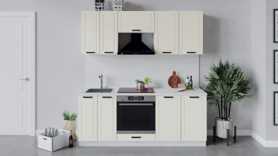 Кухонный гарнитур Лорас 200 см со шкафом НБ Белый-Холст брюле