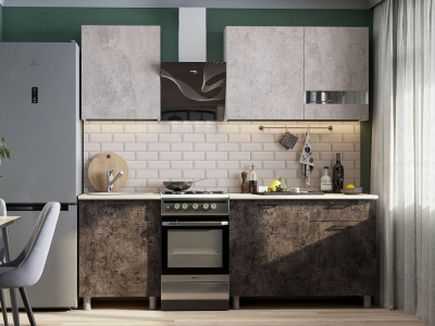 Кухонный гарнитур Розалия со столешницей Серия 2 Цемент светлый/Цемент тёмный