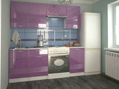 Кухонный гарнитур Волна фиолетовый металлик 2100