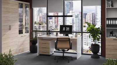 Набор офисной мебели для кабинета руководителя №8 Успех-2 Дуб Сонома, Белый