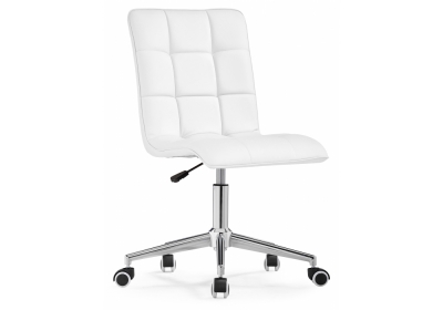 Офисное кресло Квадро экокожа белая - хром