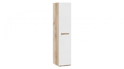 Шкаф для белья с 1-ой дверью Фьюжн Дуб Делано, Белый глянец