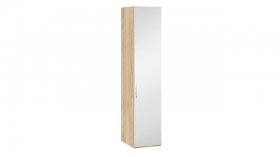 Шкаф для белья с 1 зеркальной дверью правый Эмбер Яблоня Беллуно, Белый глянец