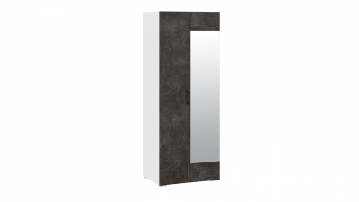 Шкаф для одежды 2-х дверный с зеркалом Нео Белый, Ателье темный, Ателье темный